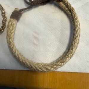Handwoven Beige Rope Necklace - Women Jewelry